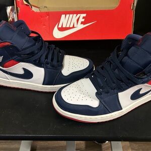Jordan’s Men's Navy and White High-Top Sneakers
